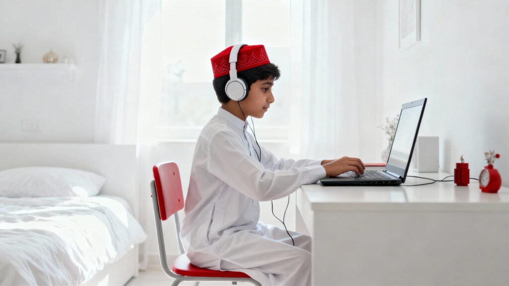 dreamina 2025 10 25 1701 a young pakistani boy sitting at a compu...